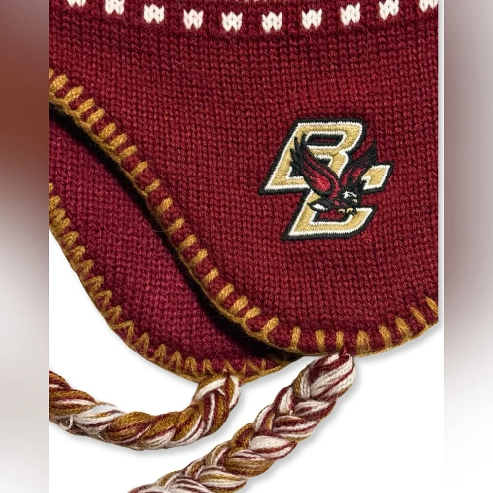 Boston College Eagles Knit Earflap Beanie OSFA Pom Hat - Picture 3 of 7